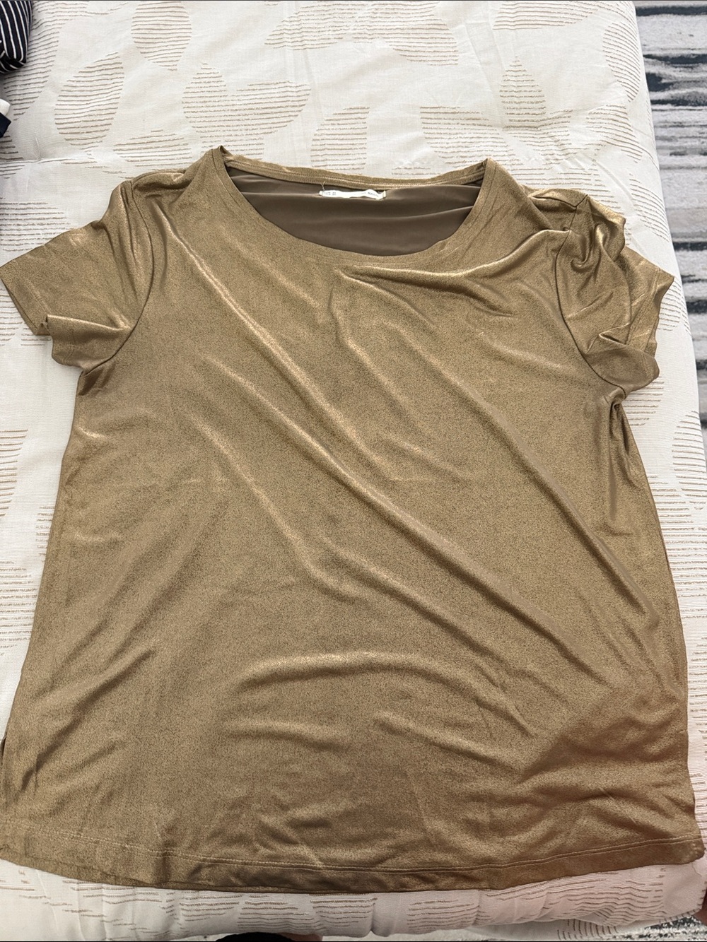 Metallic Gold Short-Sleeve Scoop Neck Tee